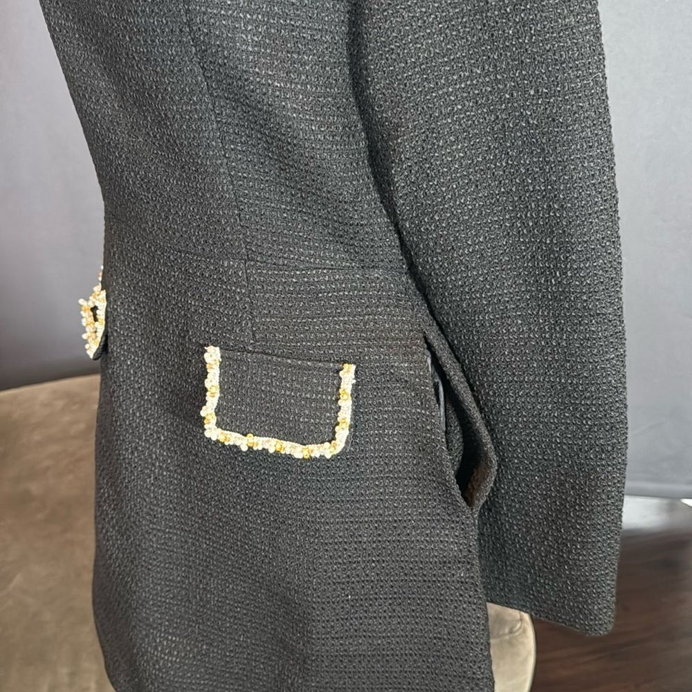 Women’s Short Black Dress Square Neck Faux Pearl-Like Trim **Tag L fits like M - Picture 14 of 16